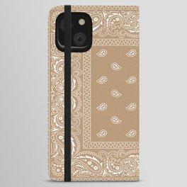Bandana - Southwestern - Paisley - Latte  iPhone Wallet Case