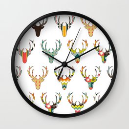 retro deer head white Wall Clock