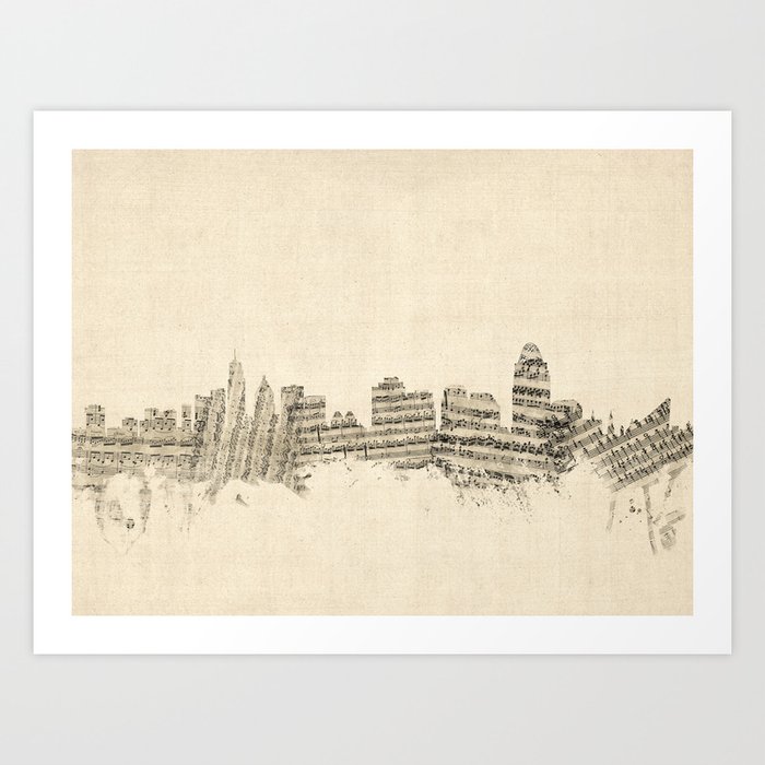 Cincinnati Ohio Skyline Sheet Music Cityscape Art Print By Artpause Society6