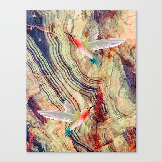 hummingbirds marble Canvas Print