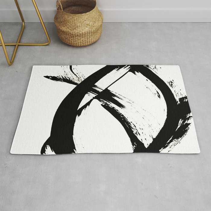 Brushstroke [7]: a minimal, abstract piece in black and white Rug