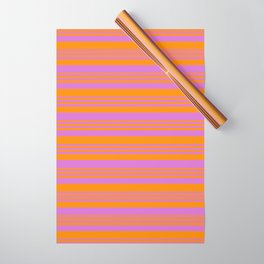 [ Thumbnail: Dark Orange and Orchid Colored Lines Pattern Wrapping Paper ]