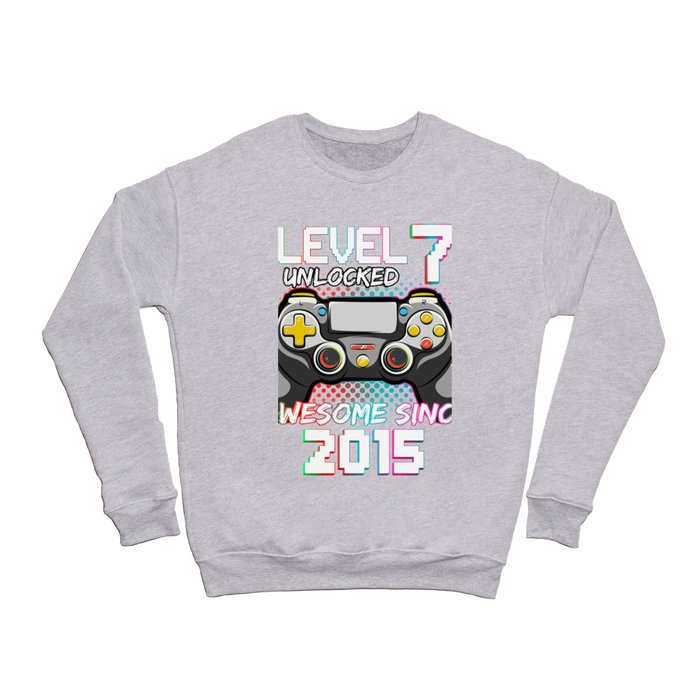 LEVEL 7 UNLOCKED AWESOME SINCE 2015 HAPPY BIRTHDAY FOR MEN, BOYs, SON, KIDs Crewneck Sweatshirt