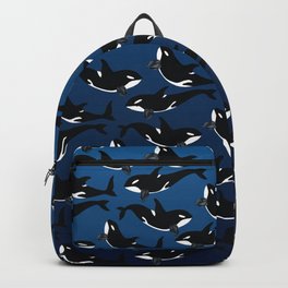 Orca Whale - Dark Blue Spinel Backpack | Digital, Killerwhale, Pattern, Whale, Diloranium, Orca, Painting, Crystal, Diamond, Illustration 