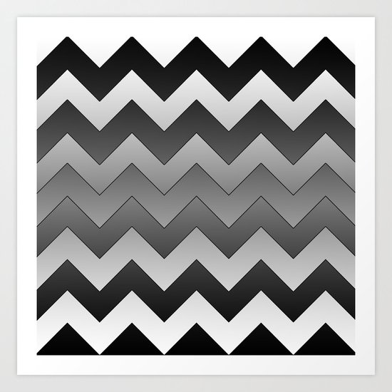 Chevron Black to White Art Print