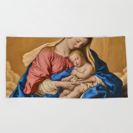 Madonna with the Sleeping Child, 1640-1685 by Sassoferrato Beach Towel