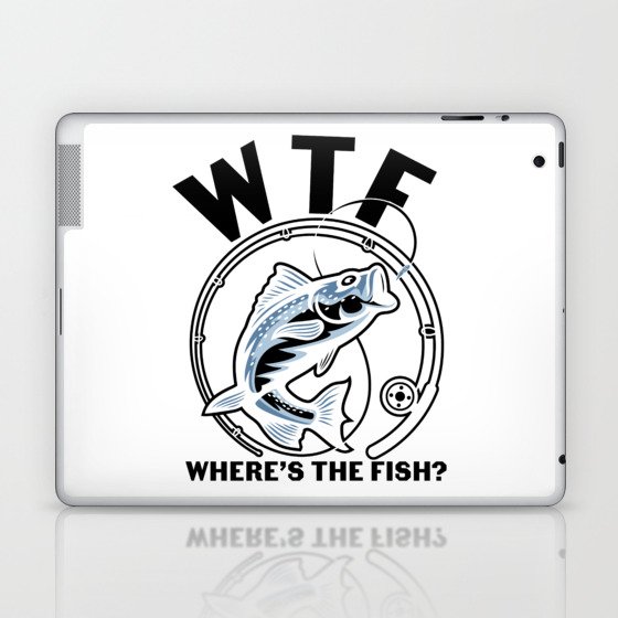 WTF Where's The Fish Funny Fishing Laptop & iPad Skin