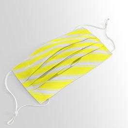 [ Thumbnail: Yellow and Lavender Colored Striped Pattern Face Mask ]