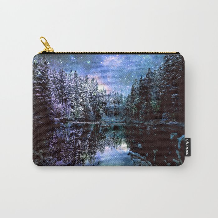 A Cold Winters Night : Violet Teal Green Winter Wonderland Carry-All Pouch