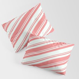 [ Thumbnail: Mint Cream & Light Coral Colored Striped/Lined Pattern Pillow Sham ]