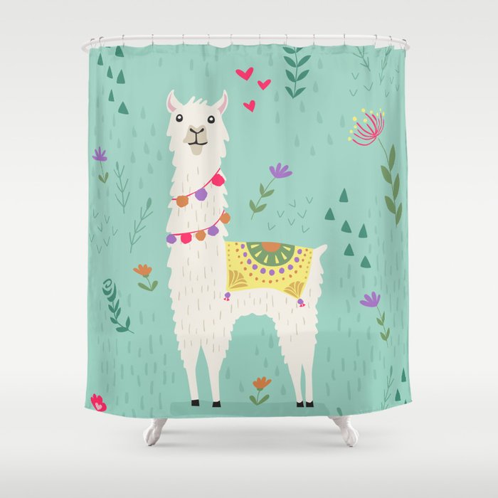 Festive Llama Shower Curtain By Latheandquill Society6