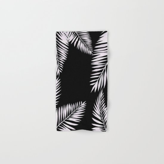 Watercolor tropical palm leaves black Hand & Bath Towel