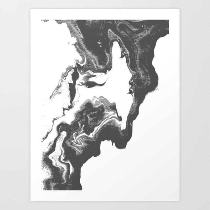 Somi - Spilled Ink Black And White Marble Patterned Painting Watercolor Abstract Art Art Print By Spilled Ink | Society6