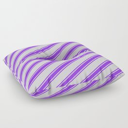 [ Thumbnail: Light Grey & Purple Colored Lined Pattern Floor Pillow ]