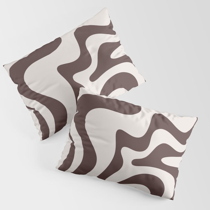 Retro Liquid Swirl Abstract Pattern in Brown Pillow Sham