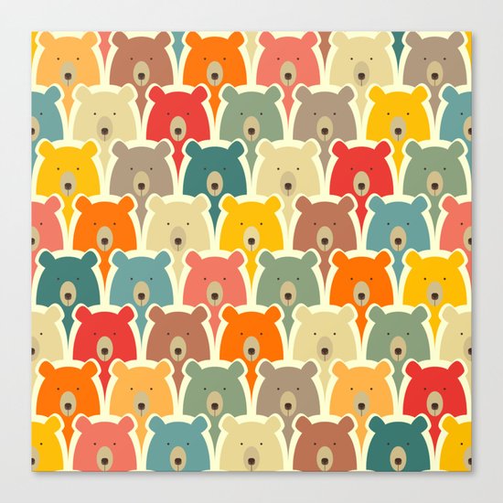 Bears cartoon pattern Canvas Print