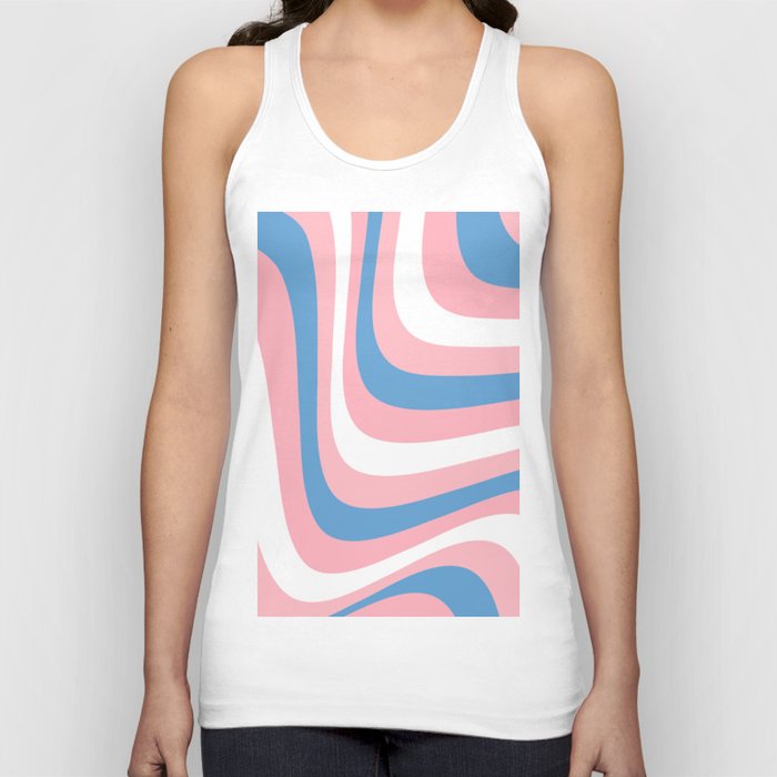 abstract wavy pink white and blue art Tank Top