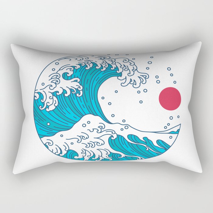 big wave japanese art style Rectangular Pillow