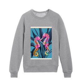 Colorful Seahorses Art 1 Kids Crewneck