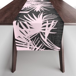 Retro Pink Palm Trees on Charcoal Table Runner