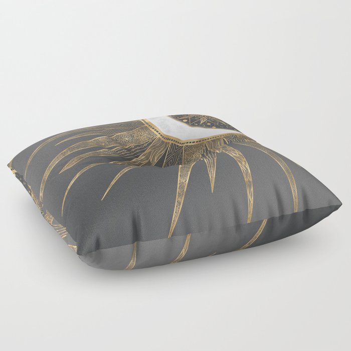 Elegant Gold Doodles Sun Moon Mandala Design Floor Pillow