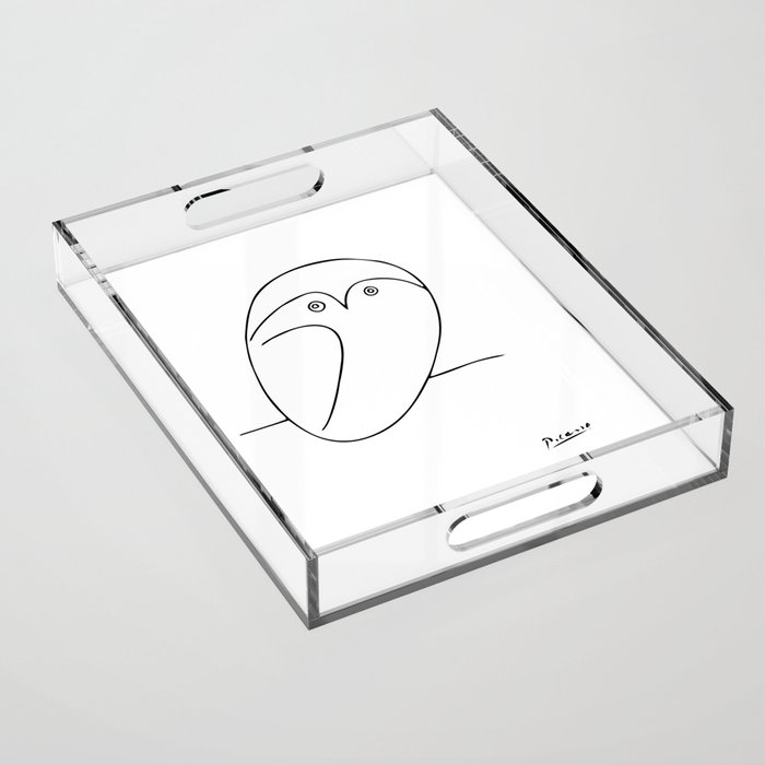The Owl, Pablo PIcasso sketch drawing, line Design Acrylic Tray
