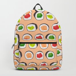 Sushi Roll - Peach Backpack | Vann, Drawing, Carbs, Japanesefood, Sushiroll, Digital, Pattern, Californiaroll, Maki, Peach 