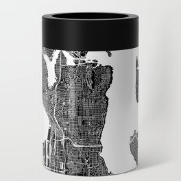 Seattle Black And White Map Can Cooler