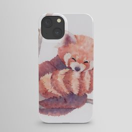 Sleepy Red Panda Watercolor iPhone Case