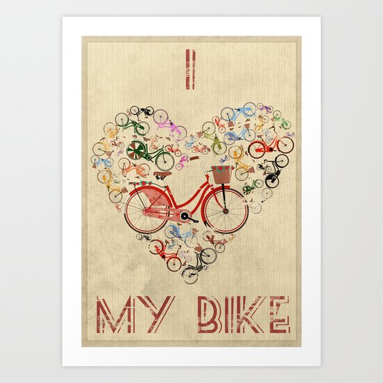 I Love My Bike Art Print
