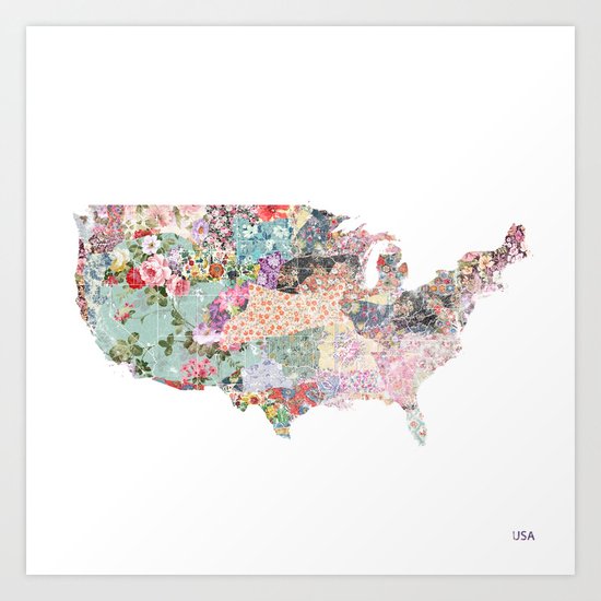 USA map Art Print by poeticmaps | Society6