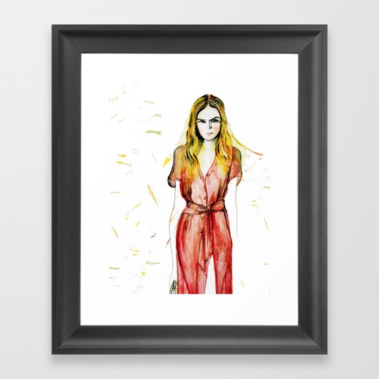 Girl in a red dress Framed Art Print