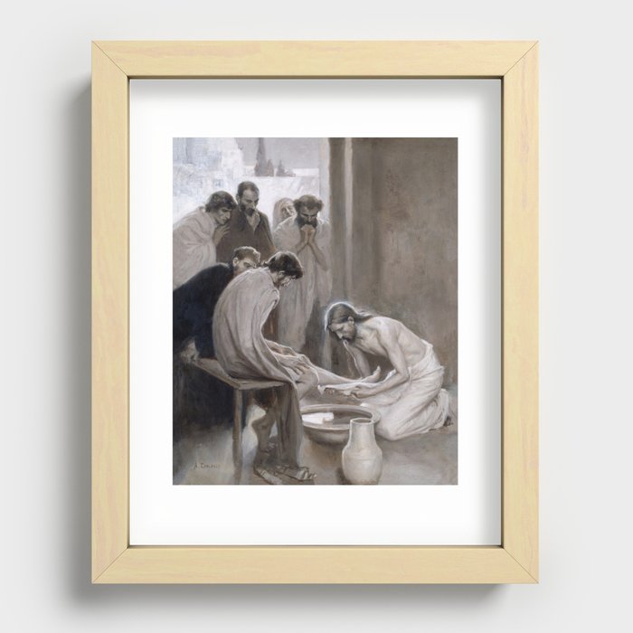 Albert Edelfelt - Jesus Washing Feet of Disciples Recessed Framed Print