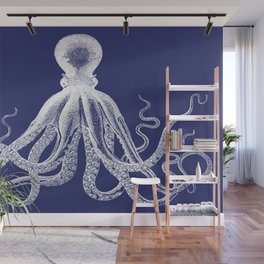Octopus | Vintage Octopus | Tentacles | Navy Blue and White | Wall Mural
