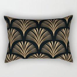 Abstract art deco Geometric golden on black pattern. Vintage Art nouveau geometric decorative. Golden luxury illustration.  Rectangular Pillow
