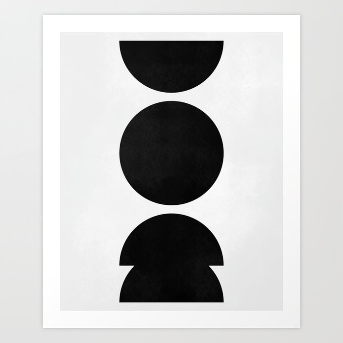 Mid Century Modern Geometric (Black and White) Art Print