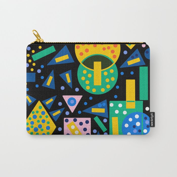 Black Abstract Pattern Terrazzo with dots and geometric shapes Carry-All Pouch