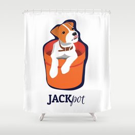 "Jackpot: Jack RussellTerrier Pop Art Puppy Shower Curtain