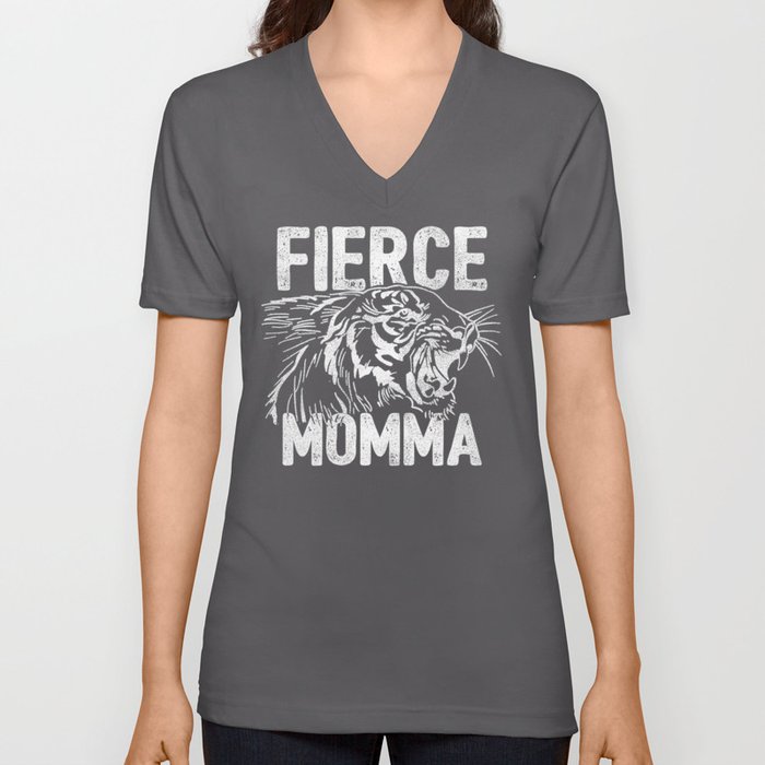 Fierce Momma / Red V Neck T Shirt