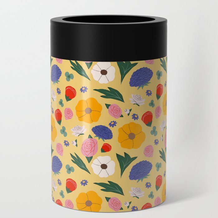 Flower Spring Festival in Yellow and Multicolor  Can Cooler