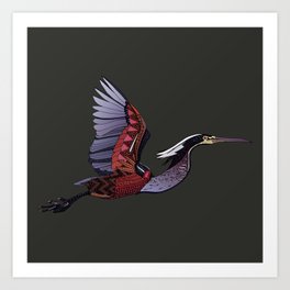 Agami heron dark Art Print