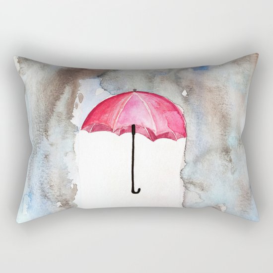 The Red Umbrella Rectangular Pillow