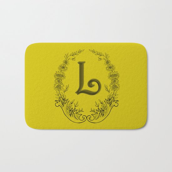 the letter L in a leaves and flowers Bath Mat
