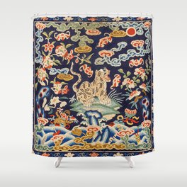 Oriental Tiger vintage embroidery tapestry Shower Curtain