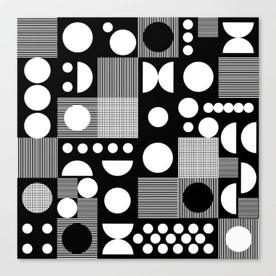 Black and white minimal pattern abstract scandi design geometric shapes Canvas Print