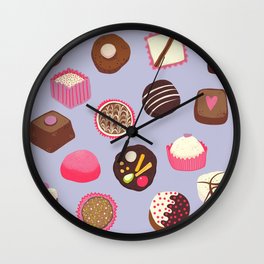 Chocolates on Lilac Wall Clock