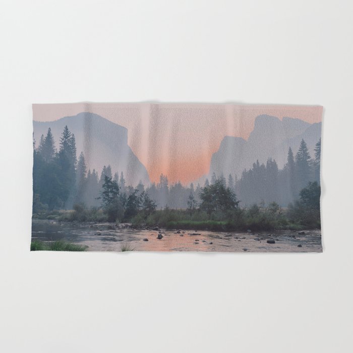 Yosemite Valley Sunrise Pretty Pink Hand Bath Towel By