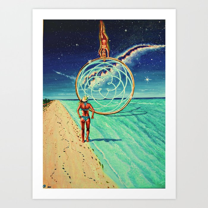 Venus and Earth in a circle of time Art Print