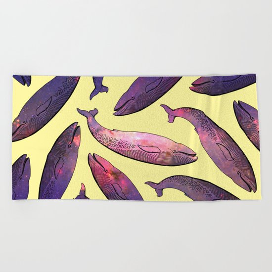 whales are the universe Beach Towel