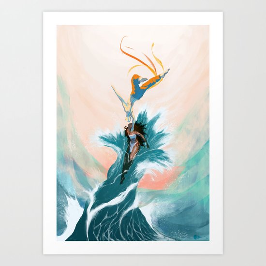 Katara and Aang Art Print